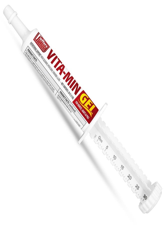 Jeffers Vita-Min Gel for Livestock & Horses - Multivitamin & Mineral Supplement with Selenium, Zinc, Potassium & Turmeric - Easy Oral Gel for Cattle, Goats, Sheep & Pig - 30 cc (1 oz) Tube - Image 1